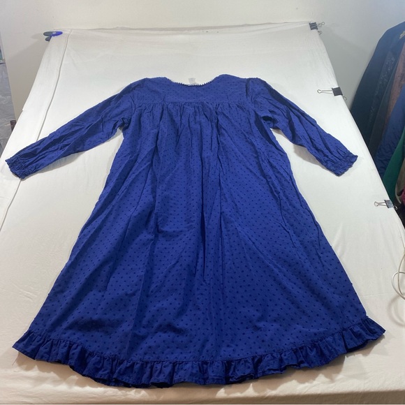 Adonna Blue Sleep Gown Textured Sleepwear long sleeve Button Down - Picture 10 of 12